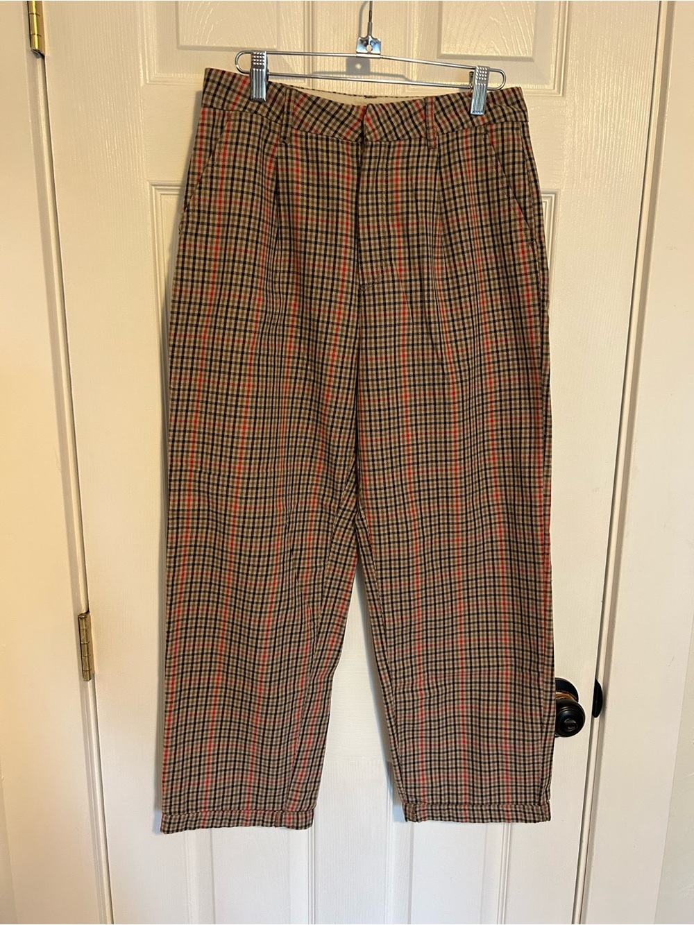 Brixton Women's Plaid Trousers in Brown and Red